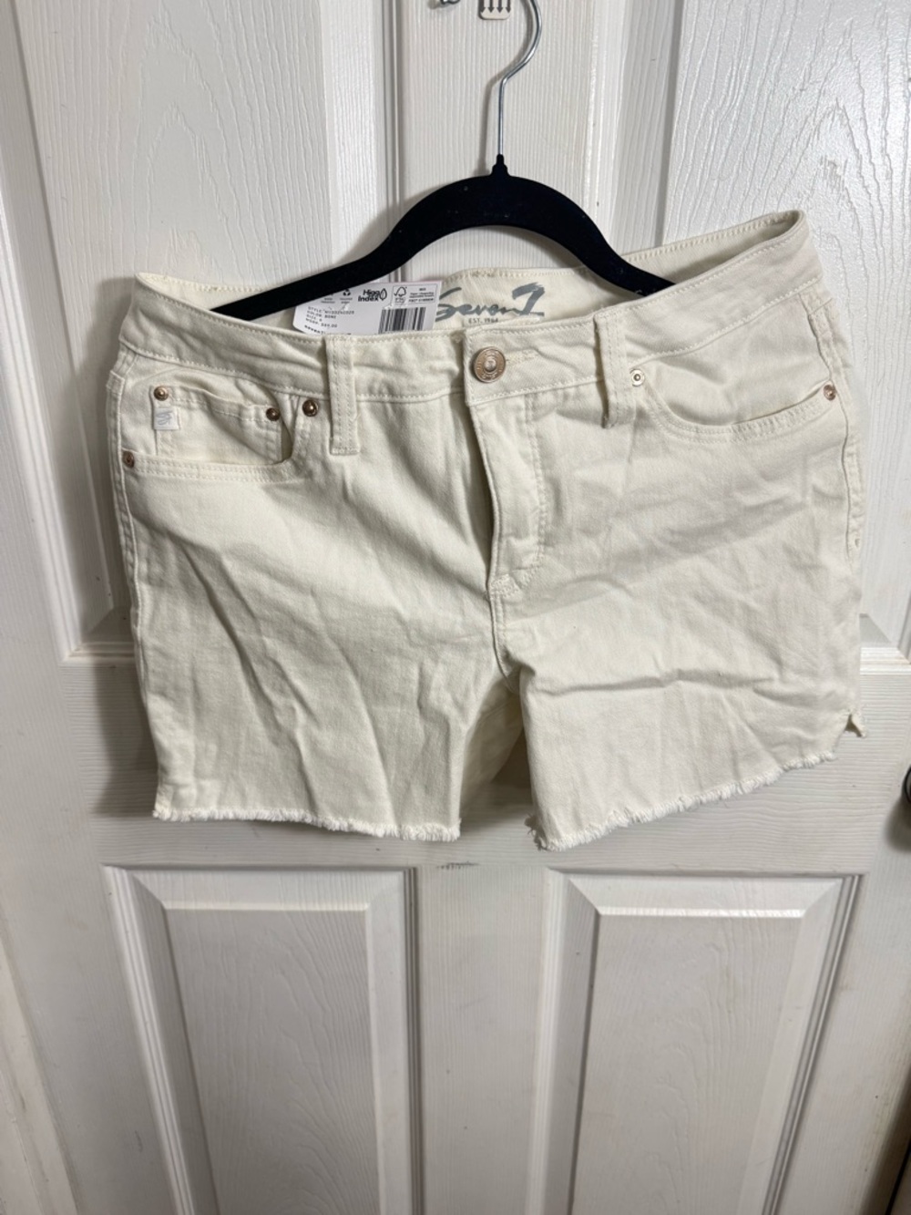 Seven7 Off-White Denim Cutoff Shorts